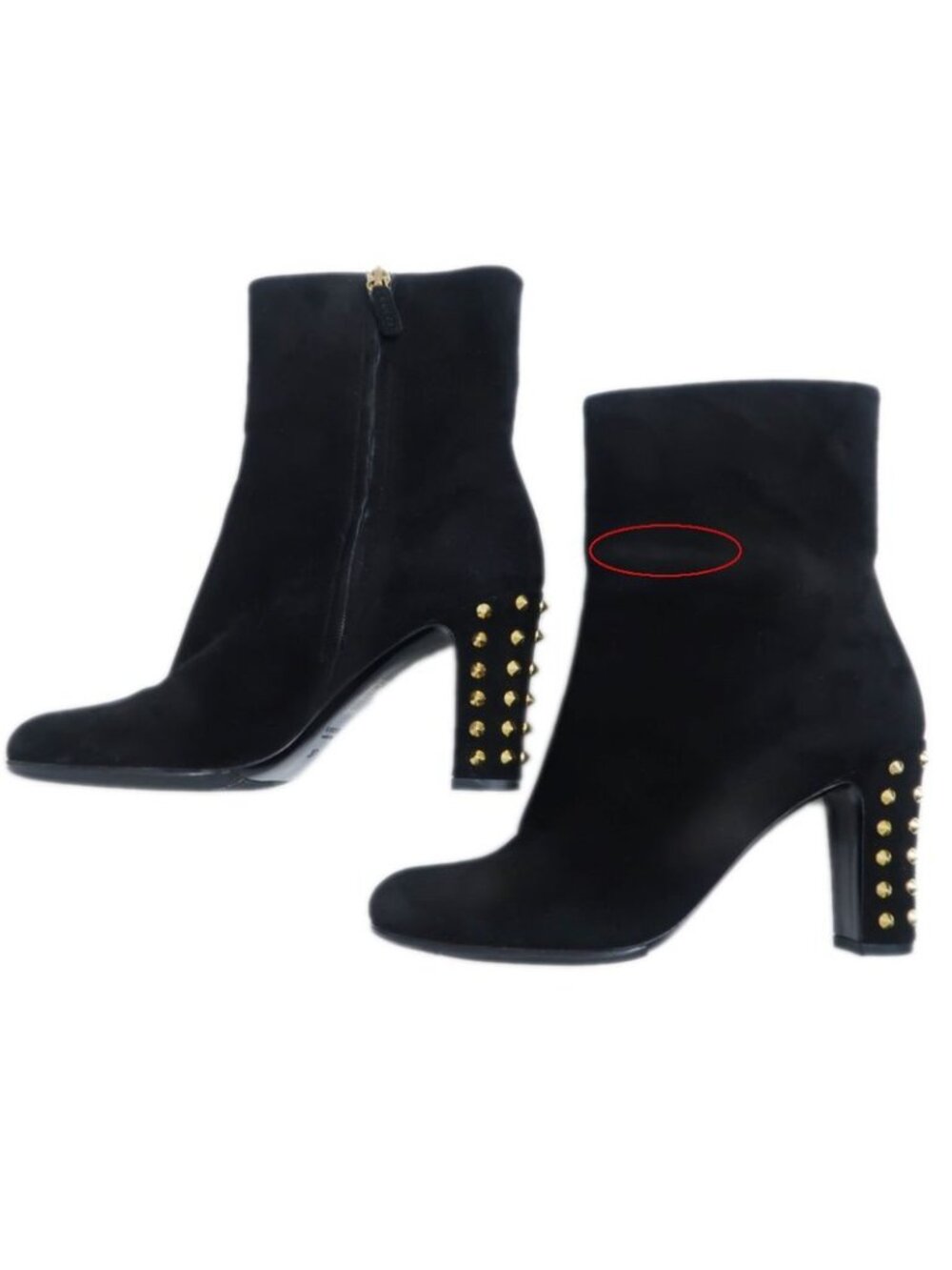 Gucci Short Boots Size 37 Black Suede Studded Shoes - Picture 4 of 10